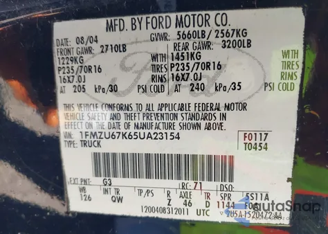 2005 Ford Explorer Sport Trac z USA, uszkodzony, nr VIN 1FMZU67K65UA23154